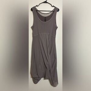 Porto Sleeveless Lagenlook Artsy Asymmetrical Lace Overlay Dress Gray Size Large